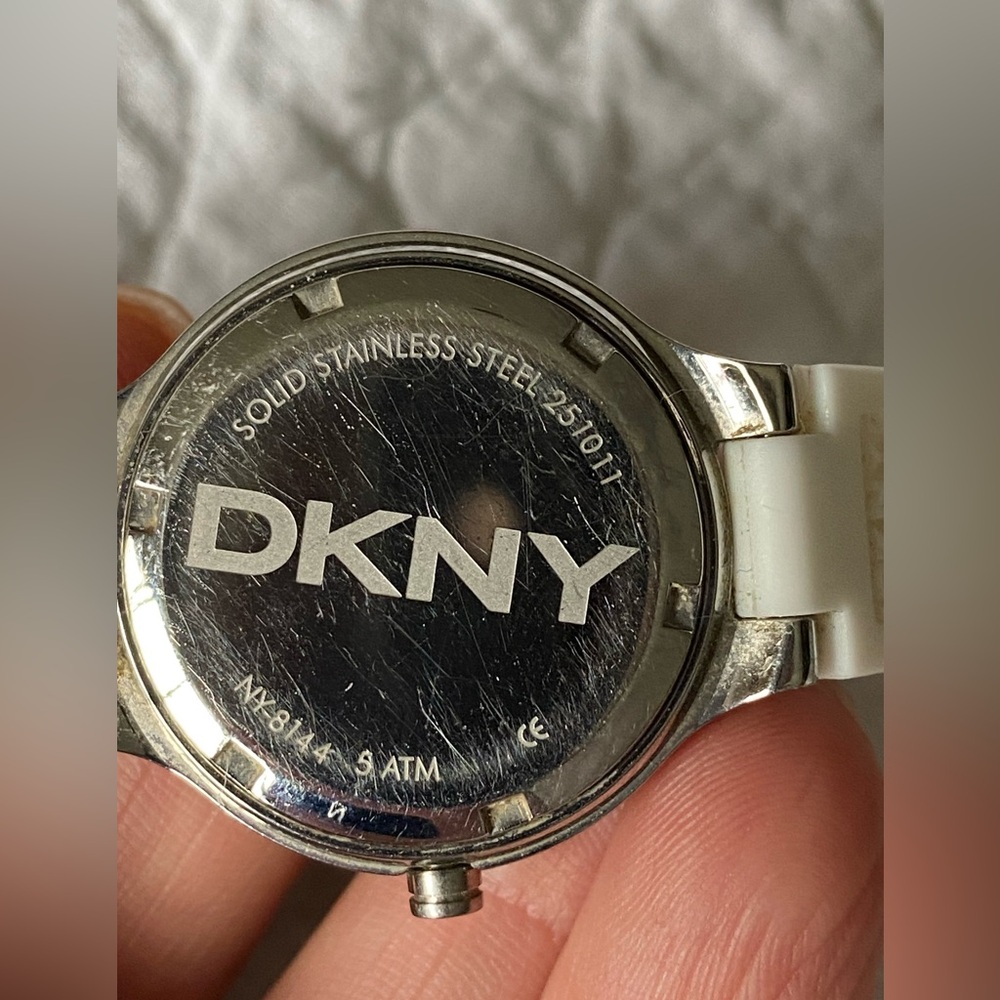 DKNY Silver and White Watch with Crystal Accents - Picture 2 of 8